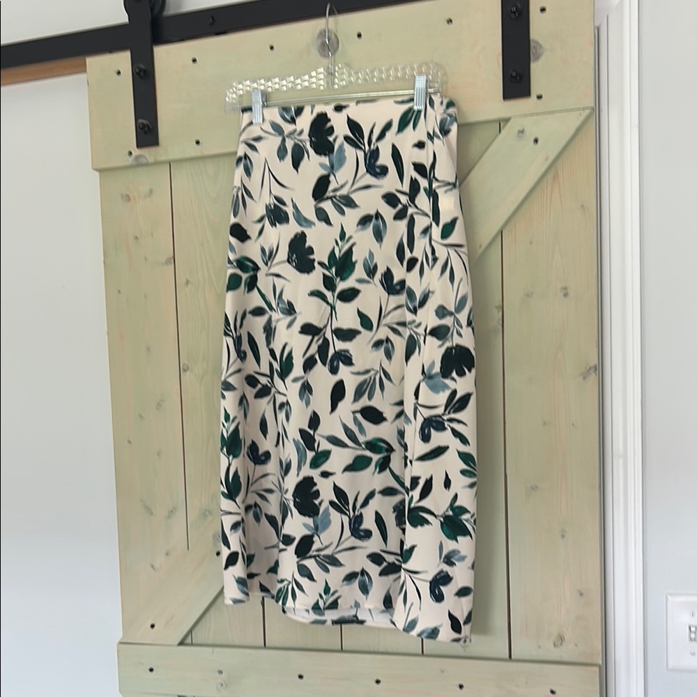 Rachel Zoe Emerald and White Midi Pencil Skirt